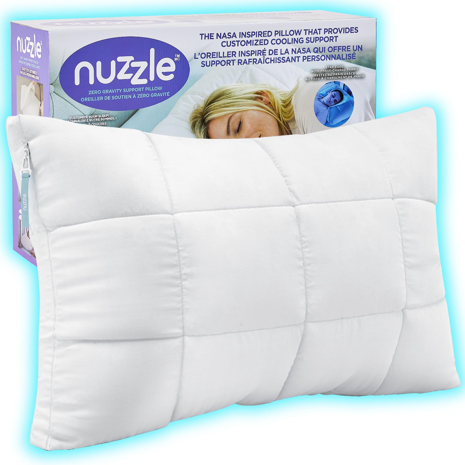 Nuzzle Cooling Adjustable Pillow for Side Sleepers