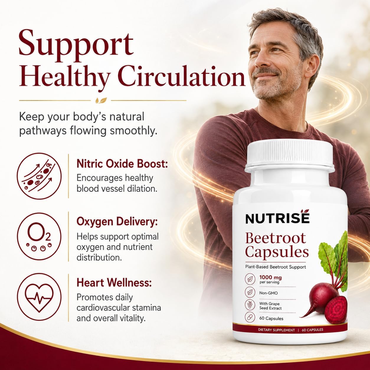 vitalleap Everhuman Beetroot, Nutrise Beetroot Capsules with Grape Seed Extract, Beet Root Supplement for Adults, 60 Capsules — Amazon image 4