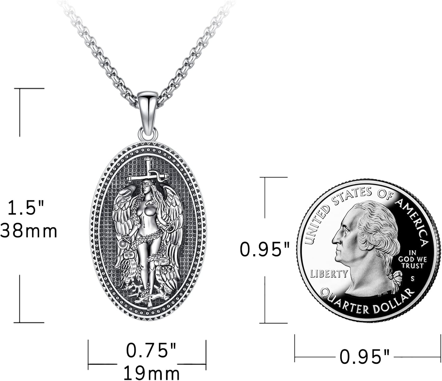 Eusense Lilith Necklace for Women Men Ankh Eye of Horus Necklace 925 Sterling Silver Sigil of Lilith Pendant Lilith Triple Moon Goddess Gold Arrowhead Evil Eye Ankh Cross Pendant Egyptian Jewelry - Image 2