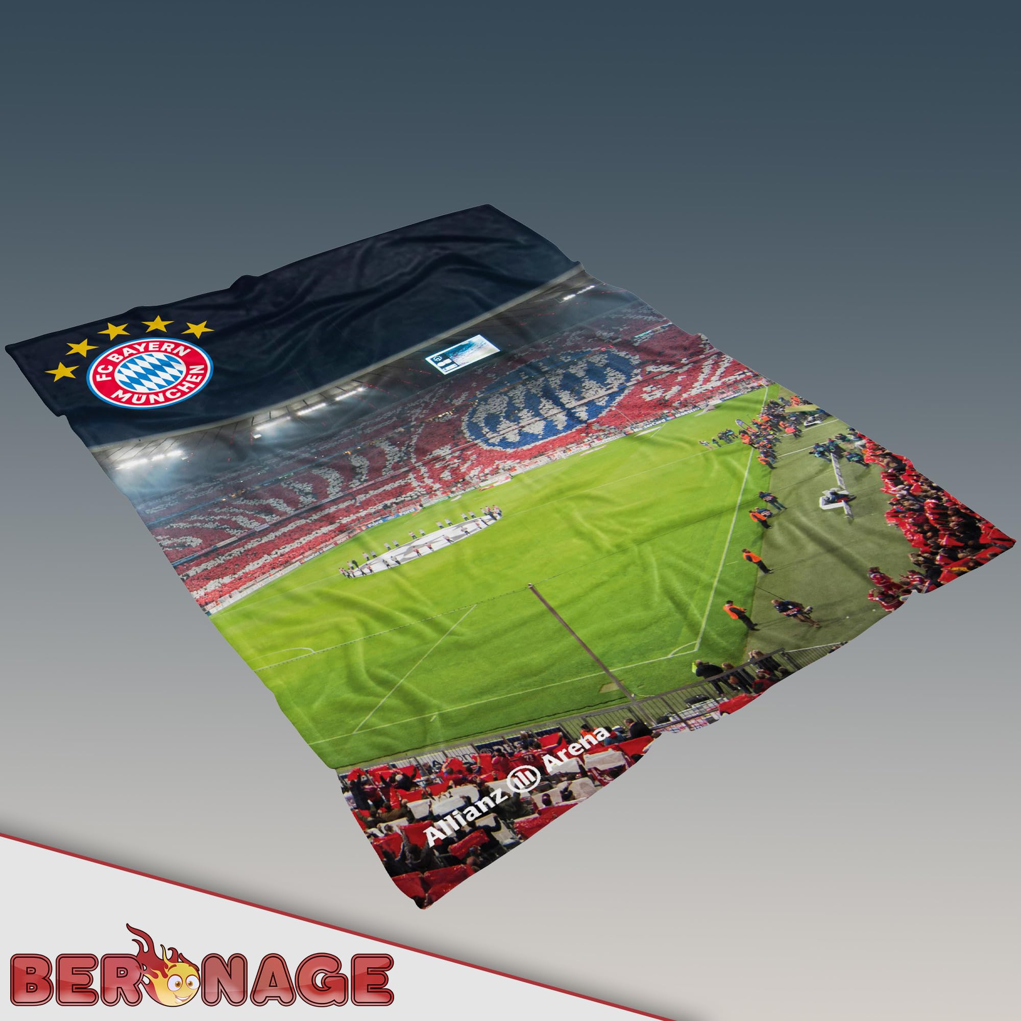 FC Bayern München Couverture Allianz Arena - 150 x 200 cm - Mia san Mia - Plaid de football - Idéal pour le canapé et le lit - Article pour fan des records - Convient à la parure de lit de football