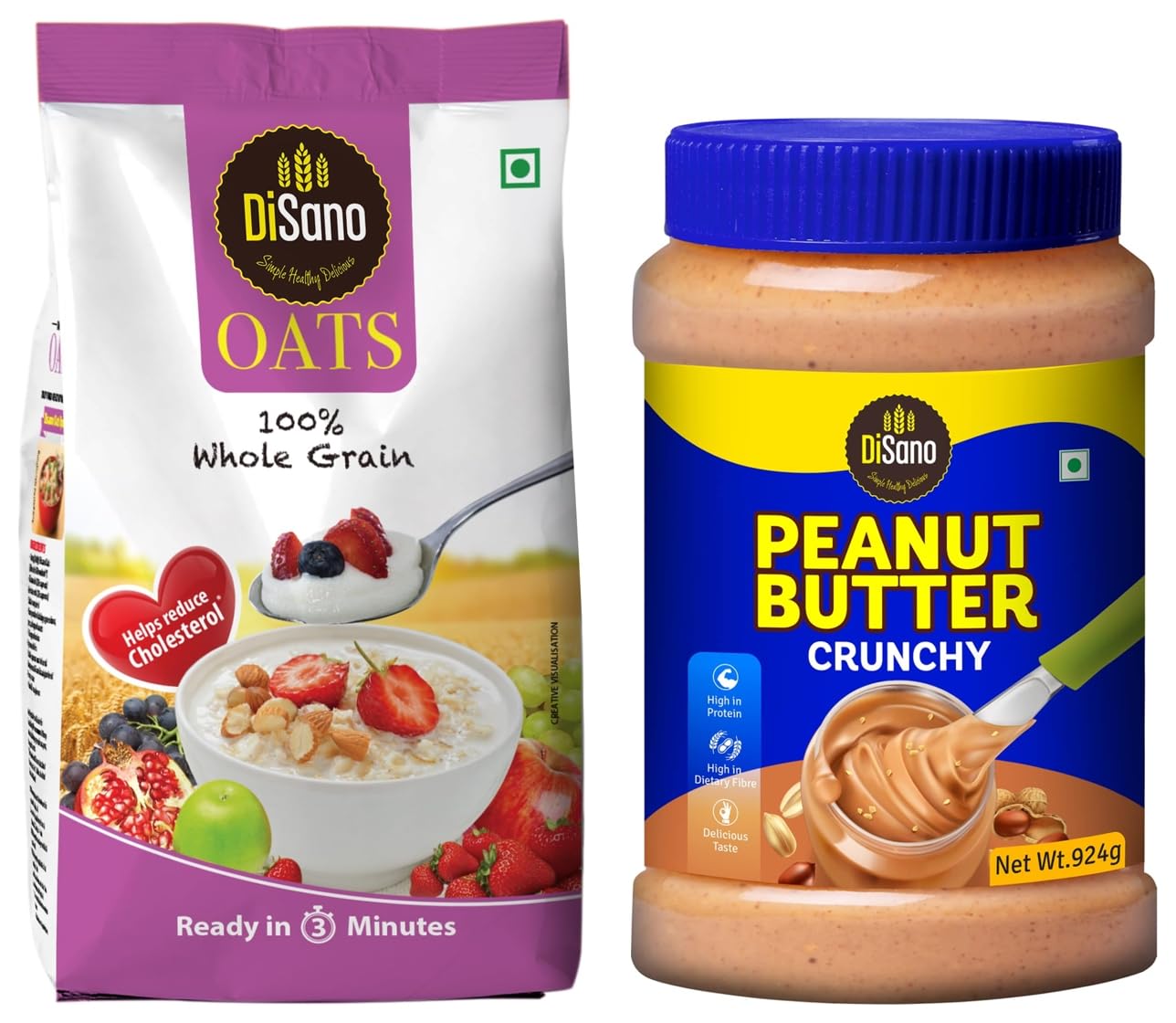 Disano Peanut Butter Crunchy 924g & Disano Oats, 100% wholegrain, Pouch 1 kg-image-39