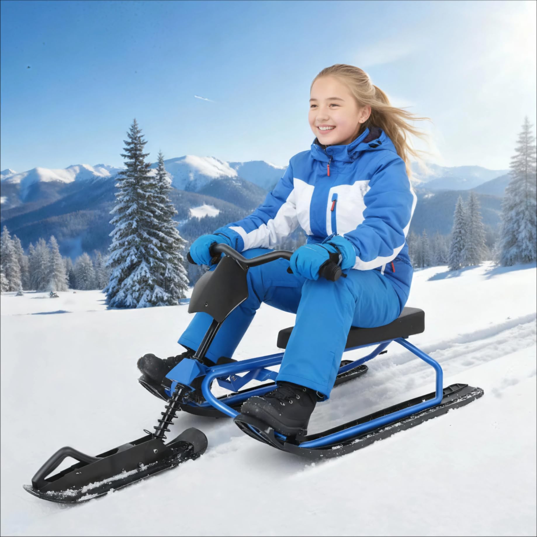 Amazon.com: Snow Racer Sled, Ski Sled Slider Board with Steering