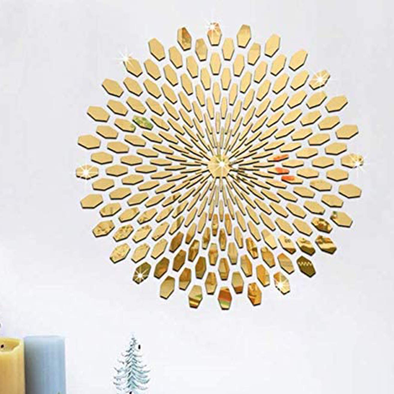 Sticker miroir tournesol acrylique pour agrandir une pièce sans percer