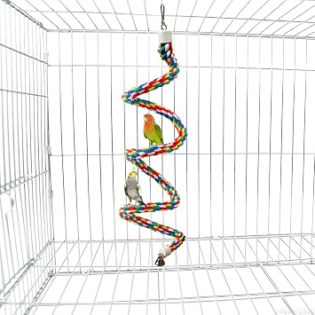 79'' Bird Perch,Bird Rope Perch & Birds Swing Set,Bird perches for cage,Rope Perch for Conures,Parrots,Cockatiel,Lovebird,Budgerigar,Parakeet perches for cage