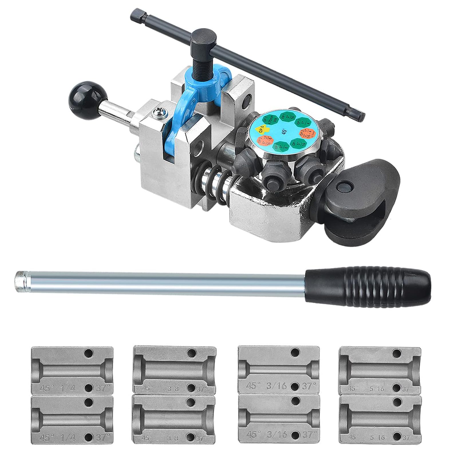Lisle Tools Double Flaring Tool Kit With 5 Die Set - 45 Degree Flare Tool For Brake Lines & Copper Tubing (3/16" To 1/2") Brake Line Flare Tool