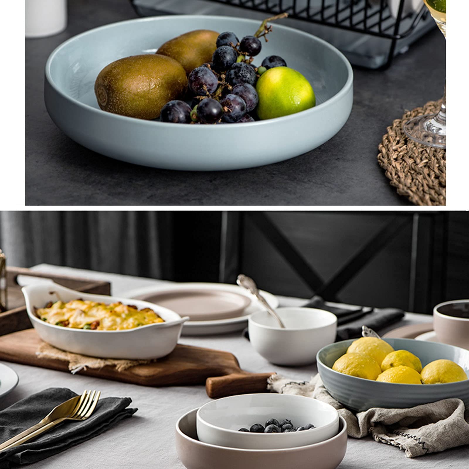 Zestaw obiadowy w stylu europejskim, serwis dla 10 osób, 46-częściowy kolorowy zestaw porcelanowych naczyń, nowoczesna kreatywność luksusowy zestaw obiadowy(