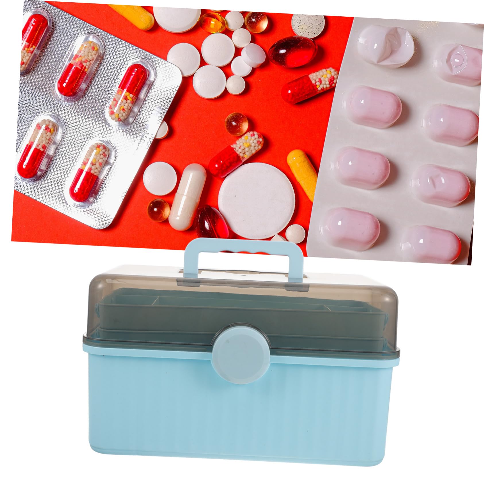 NOLITOY Caja De Medicamentos Transparente Organizador De Plástico para Botiquín Doméstico Caja De Almacenamiento De Medicamentos Asa para Emergencias Médicas Casa