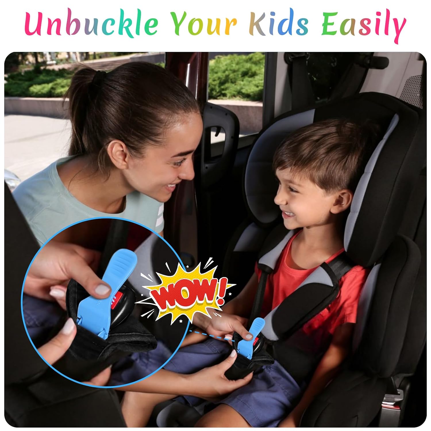 Buckle Release Tool, Easy Unbuckle Tool Button Pusher for Older Kids, Seniors, Long Nails, Quickly Unbuckle Your Kids in School Drop-Offs and Travel, Fits 5 Point Harness & All Button Buckles image 2