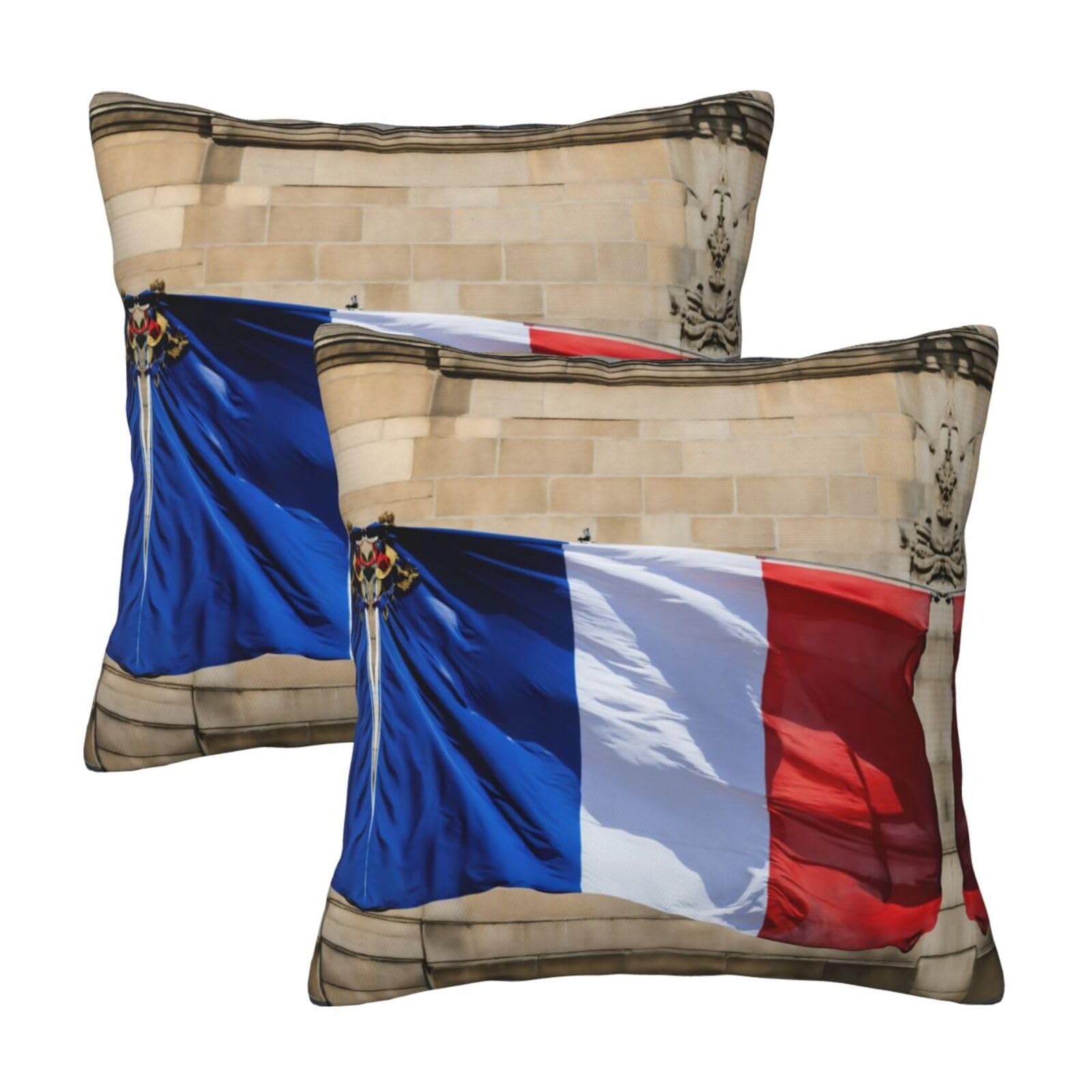 Kfjghhl French Flag Throw Pillow Covers Decorative Farmhouse Couch Pillow Case 4 Sizes Square Cushion Pillcase