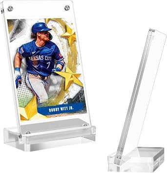 Boloyo Acrylic Card Display Stand, Clear Magnetic Trading Card Display Frame Holder Easel Base Protector for Displaying Sport Card, Stamp, Specimen, Dried Flower, Collection