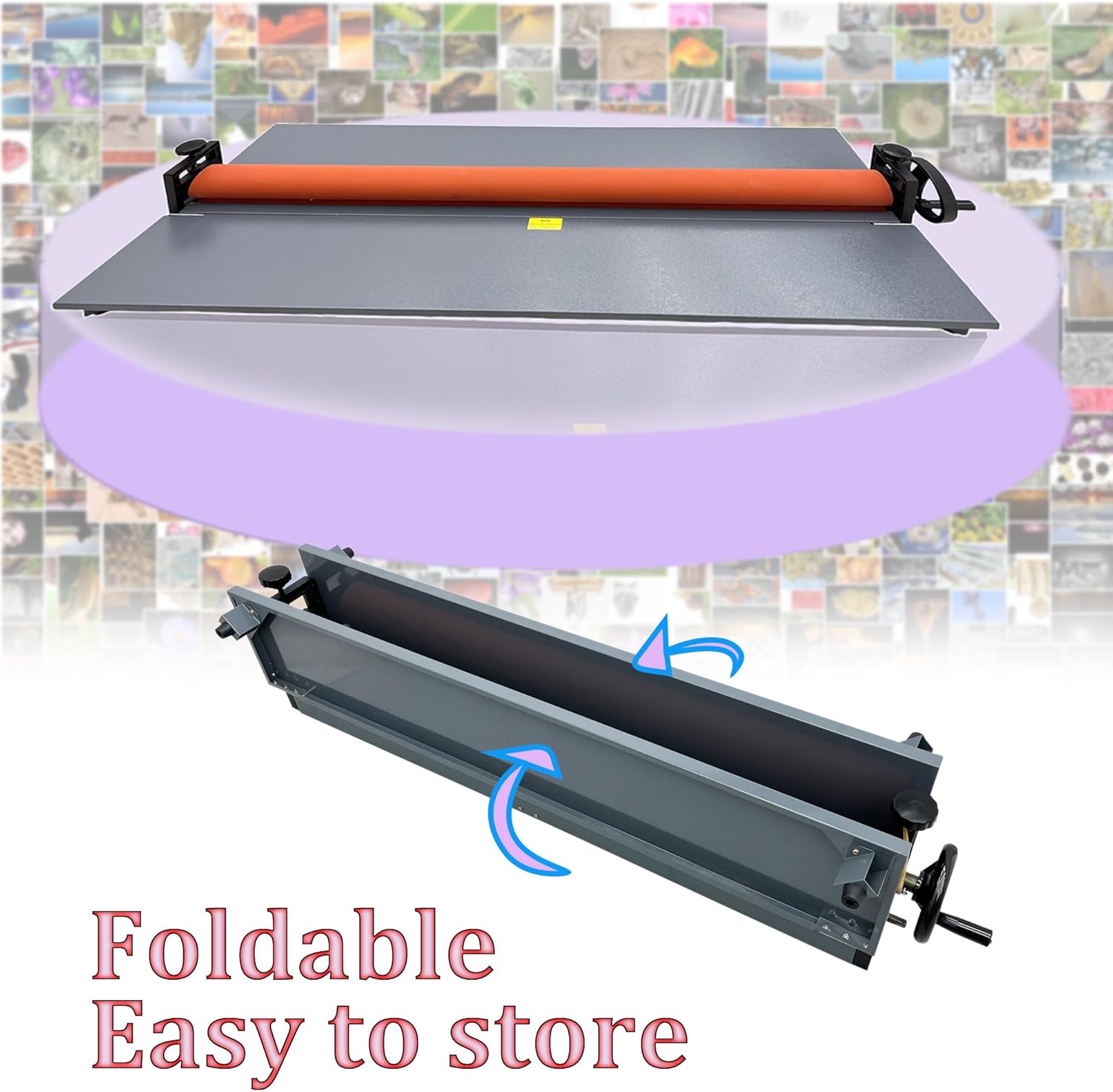 INTSUPERMAI Manual Cold Roll Laminator Machine All Metal Desktop Cold Laminating Machine with Foldable Working Table for Photo Vinyl Film Laminating (1300mm/51.18in)