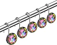 Vista 10 de HBlife 12 ganchos decorativos de acrílico para cortina de ducha con diamantes de imitación a prueba de óxido, ganchos para cortina y barra de ducha