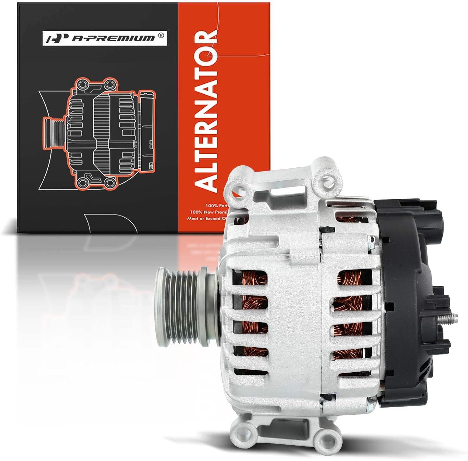 A-Premium Alternator Compatible with Mercedes-Benz W204 C250 2012 L4 1.8L, 12V 150A Clockwise 6-Groove Clutch Pulley, Replace# A0141541502, 0131543302, A0009063000