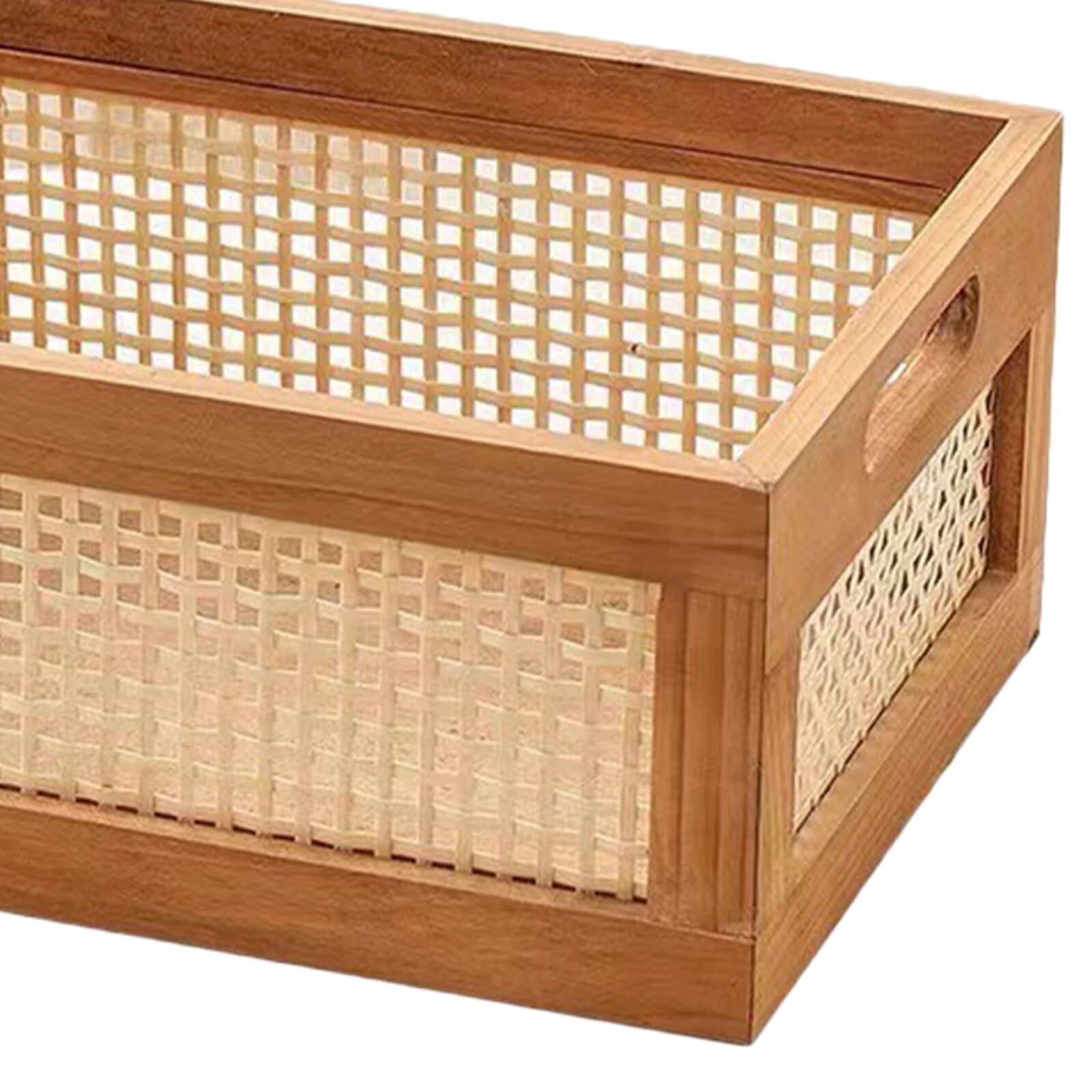 VICASKY Cesto Portaoggetti in Legno e Bambù Design Intrecciato, Leggero e Facile da Maneggiare, per Organizzare Cosmetici e Oggetti da Scrivania, Dimensioni 35x25x16cm