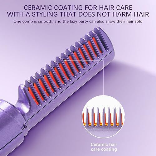 Miniatura 4 de Mini alisador de pelo recargable, cepillo alisador de pelo inalámbrico, cepillo alisador portátil con iones negativos, alisador de pelo de peine