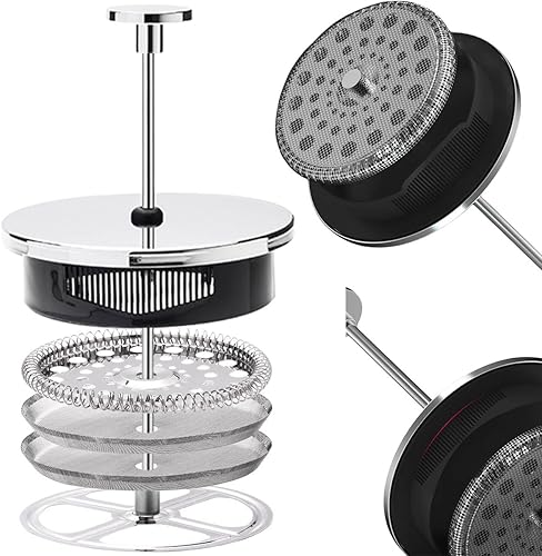Miniatura 10 de ADAMITA Cafetera de prensa francesa, 8 tazas de 34 onzas, prensa de café de acero inoxidable 304 con 4 pantallas de filtro, vidrio de borosilicato