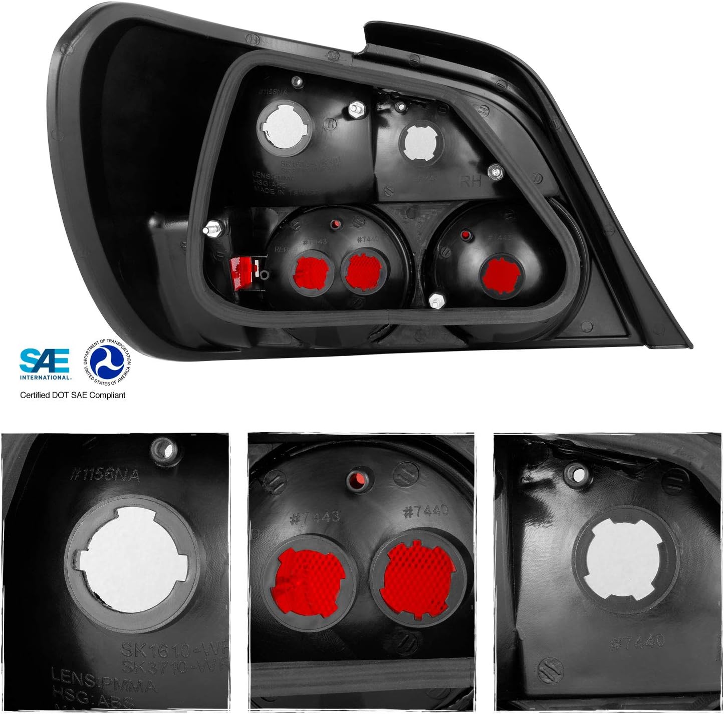 AKKON - For 2002-2003 Subaru Impreza WRX RS Model Sedan 4Dr Black Tail Lights Lamp Left+Right Pair Replacement
