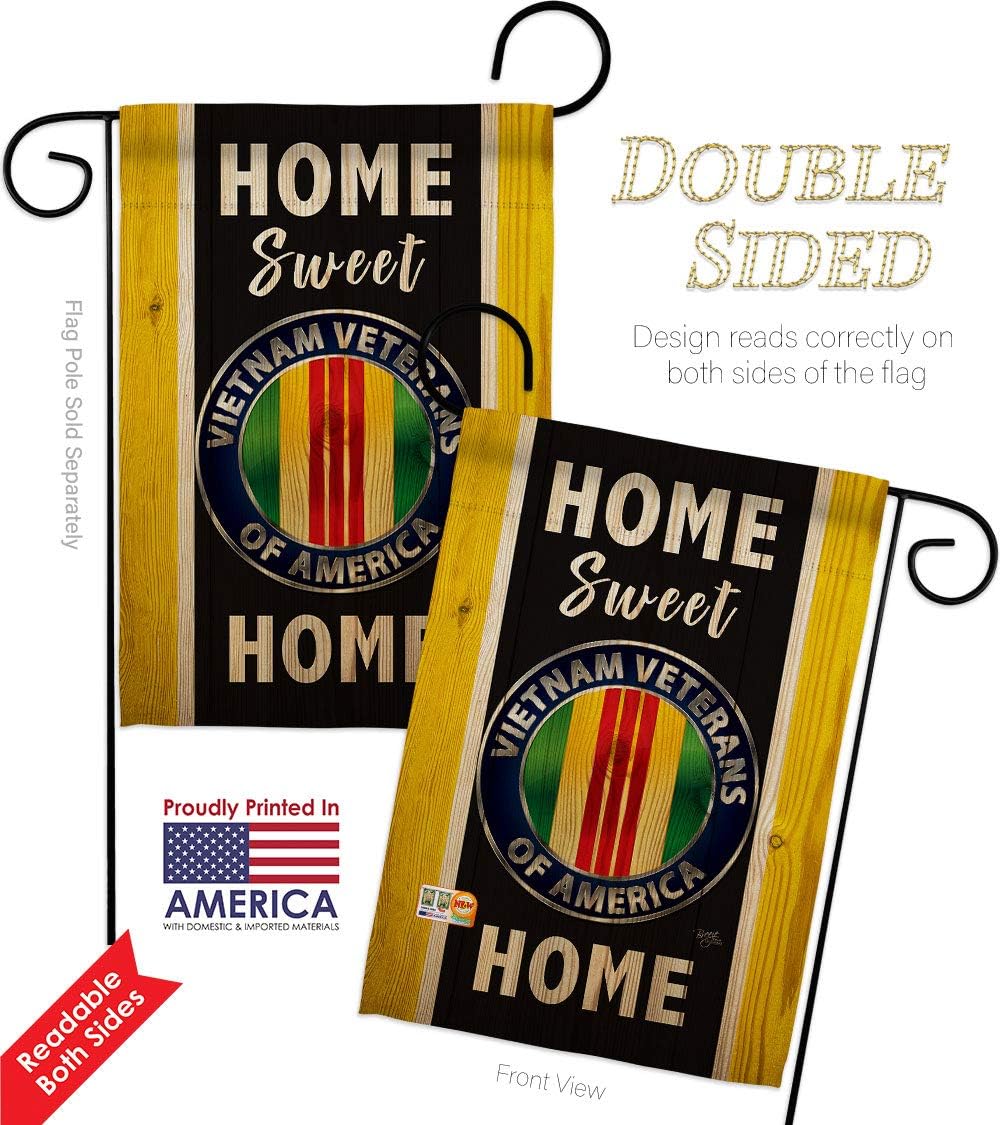 Breeze Decor Home Sweet Vietnam Garden Flag Pack Armed Forces Service All Branches Support Honor United State American Military Veteran Applique House Banner Small Yard Gift Double-Sided, Made in USA