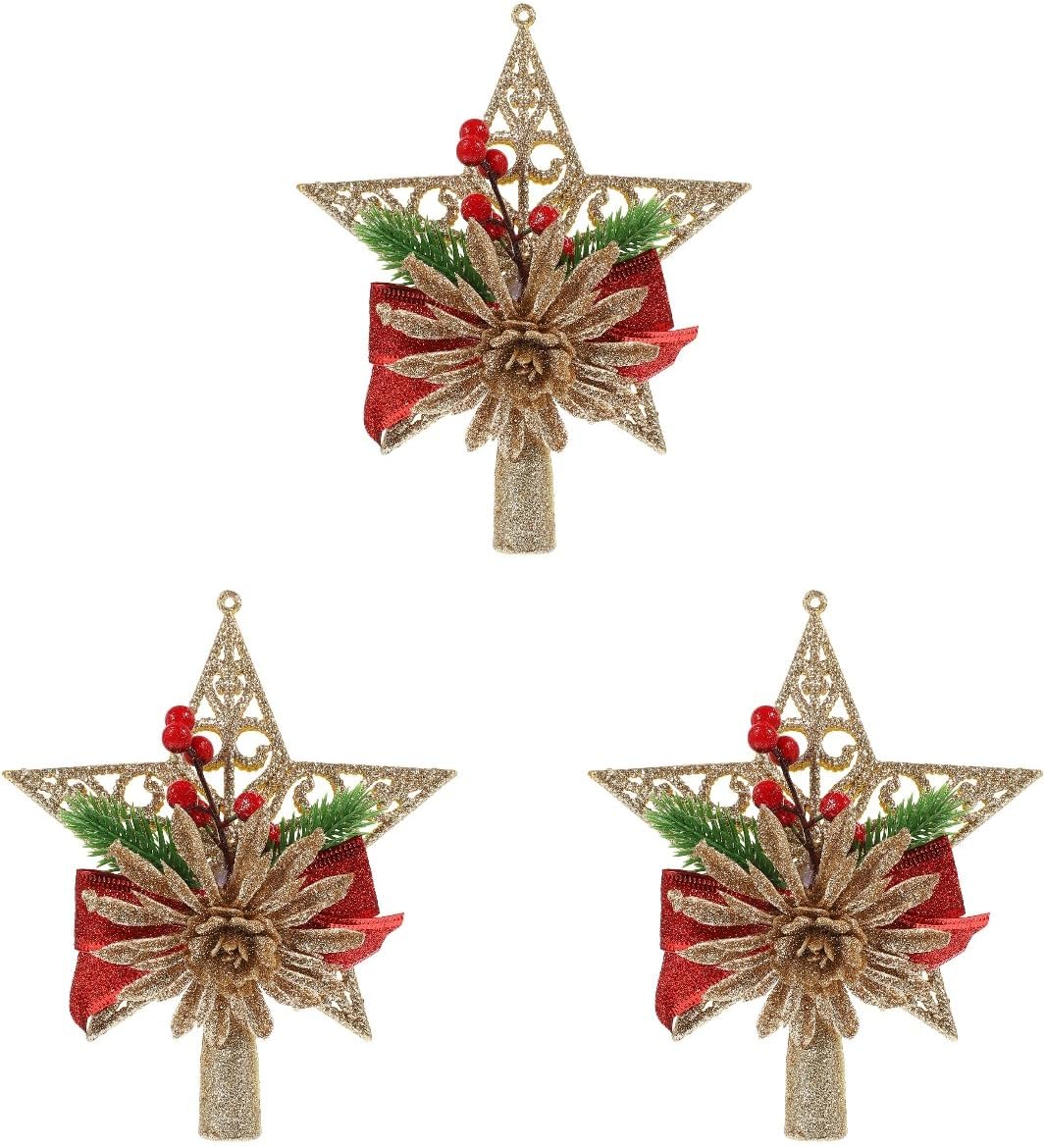 Cabilock Christmas Tree Star Topper 5.7 Inch Ceramic Five Pointed Star Treetop Ornament for Holiday Tree Decoration and Festive Home Display