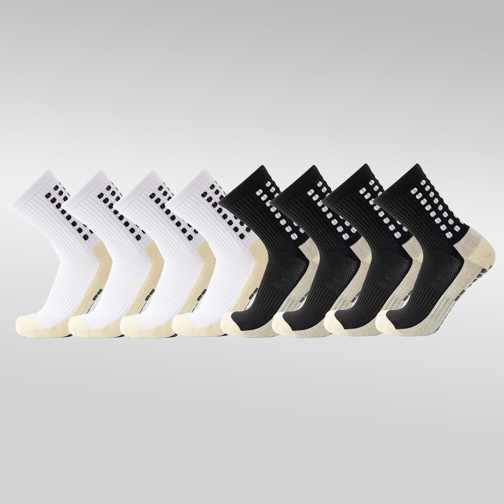 Mens Grip Soccer Socks - Non Slip Athletic Socks with Grip Pads, for Football Basketball Sports 2/4 Pairs