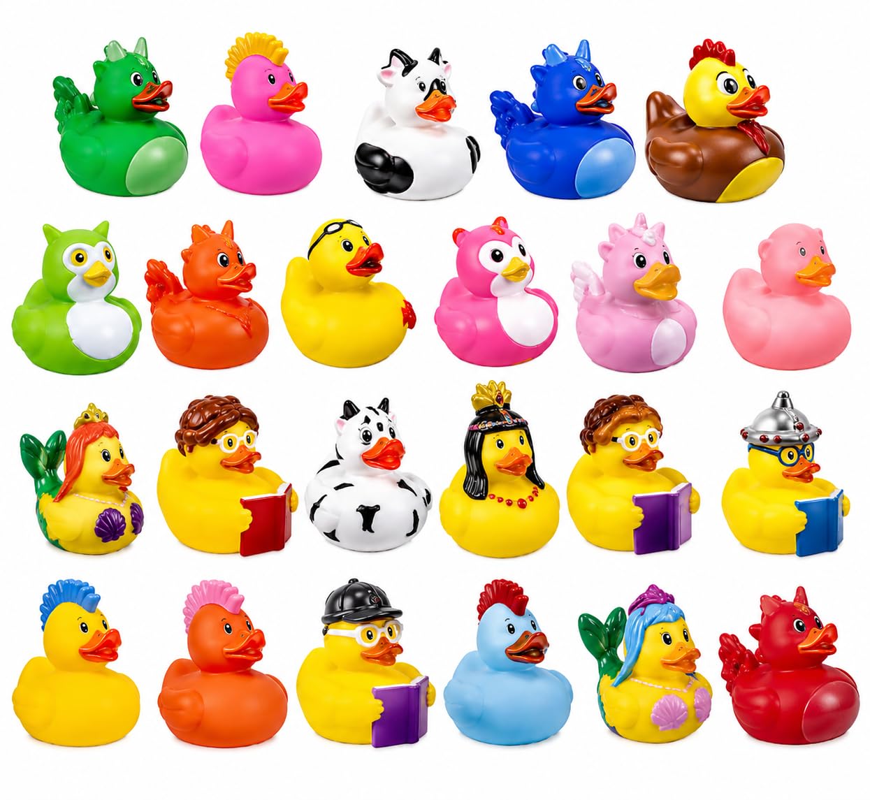Rubber Ducks Multipack - Assorted Mini Character Rubber Duck Bath Toys for Kids - Novelty Floating Duckies for Party Bags Gifts Collectors Baby Showers & Water Play - Surprise Ducks 6 12 24 72 (6)