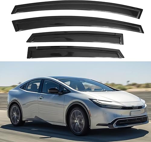 Miniatura 130 de IG - Visera para ventana de automóvil, protector contra la lluvia, el sol y el viento, con cinta adhesiva, deflector extraduradero para ventana