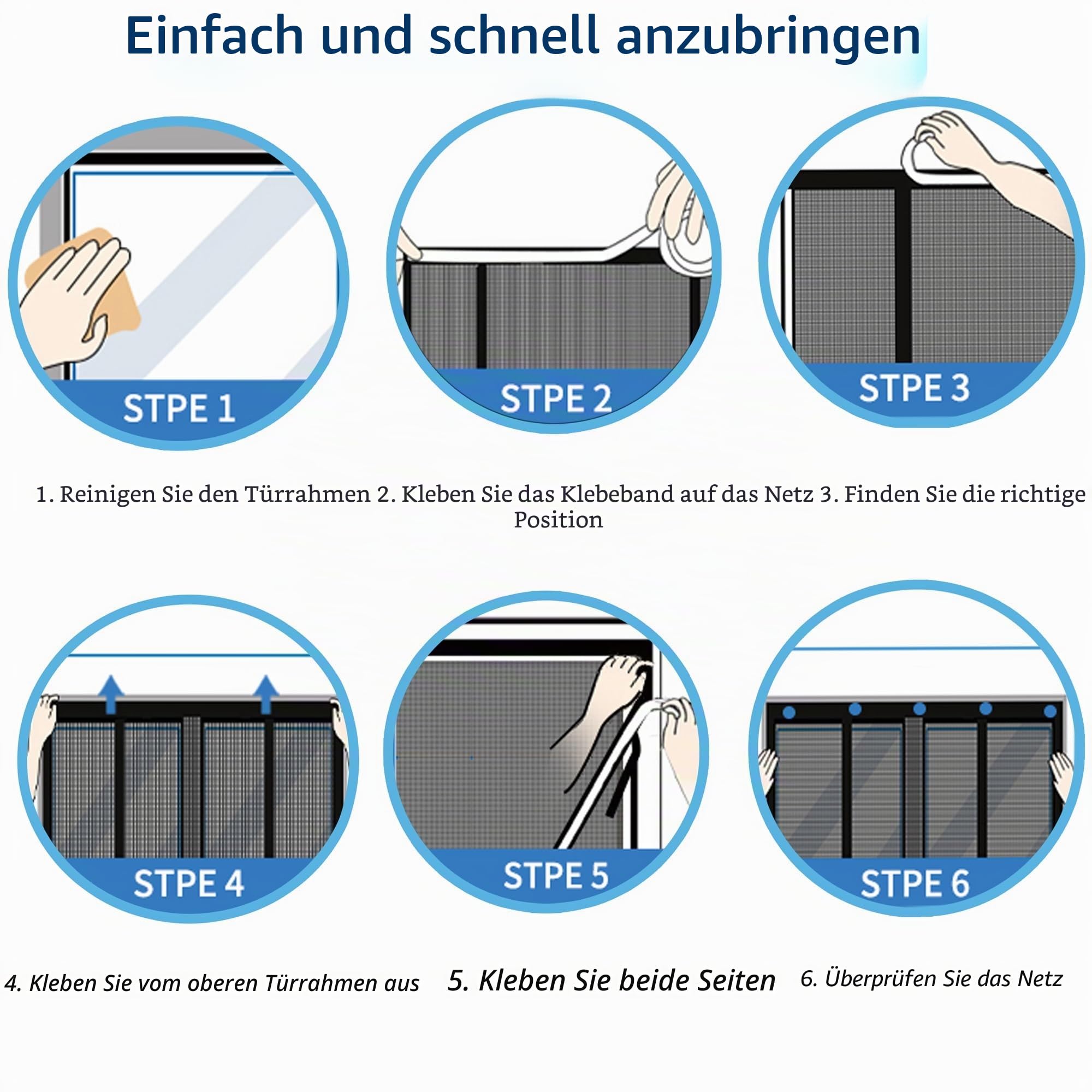 Fliegengitter Doppeltür, 185x210 cm Magnet Insektenschutz, Der Magnetvorhang Ist Ideal Für Die Balkontür, Kellertür und Terrassentür, Kinderleichte Klebemontage Ohne Bohren LF2C1 ‎Schwarz