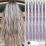 MISSUHUI Rainbow Fairy Hair Tinsel Kit With Tools 47 Inch 1200 Strands Glitter Tinsel Hair Extensions Sparkling Shiny Hair Tinsel Strands Kit Heat Resistant for Women Girls Children 6Pcs (Rainbow Set)