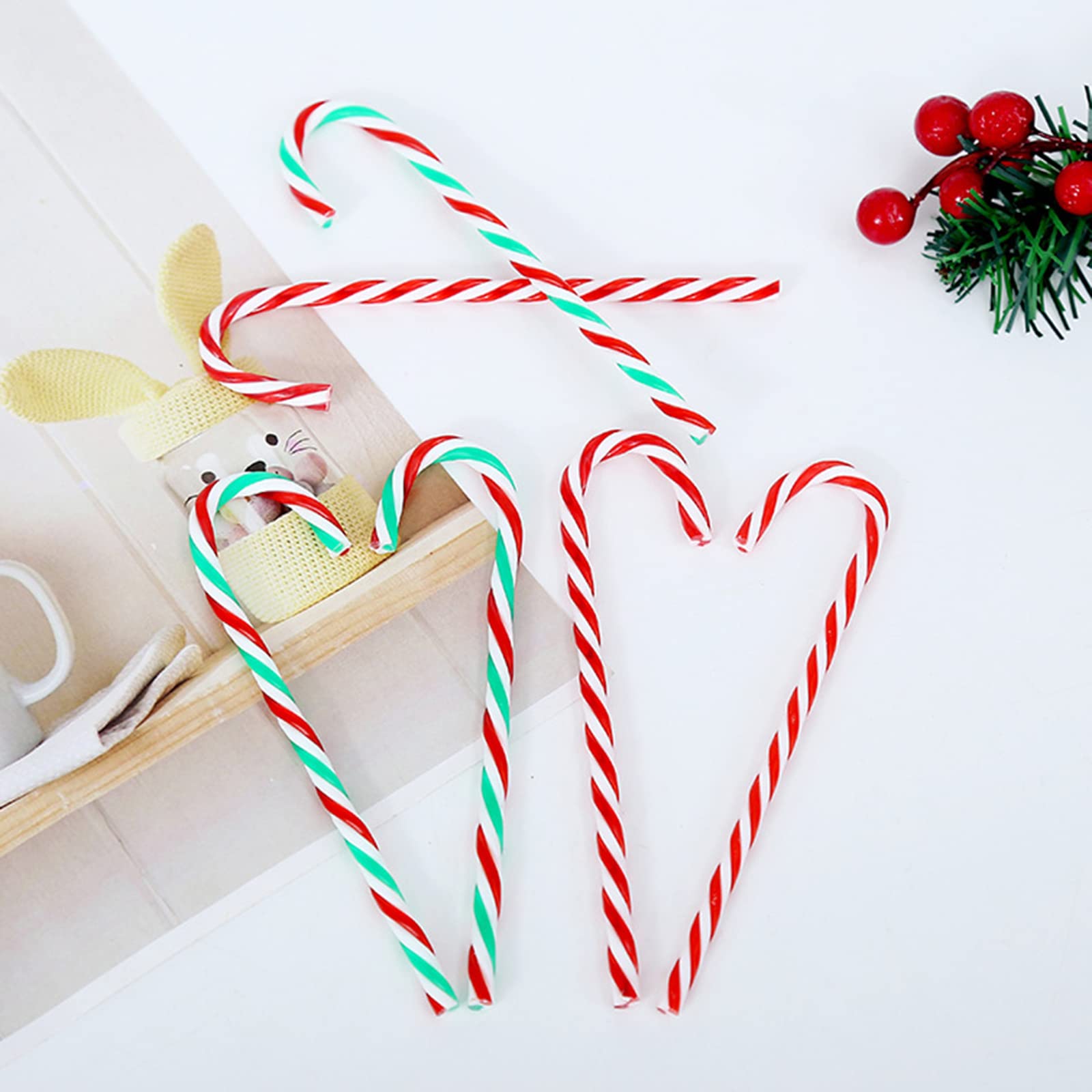 6 Stück Zuckerstangen-Weihnachtsdeko Aus Kunststoff – 14 Cm, Mit Glitter, Zum Aufhängen Am Baum
