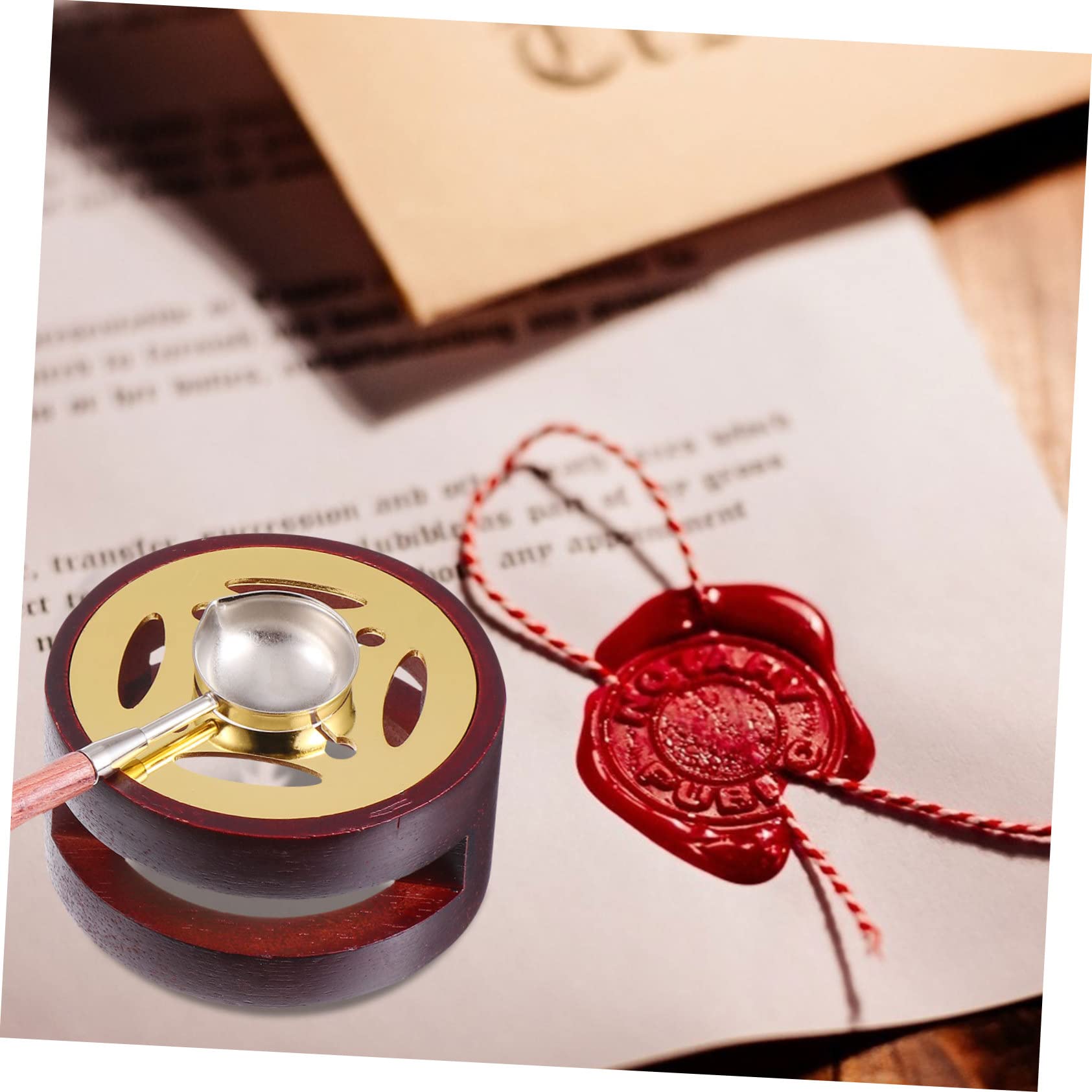 DOITOOL 3 Juegos herramienta de encerado sobres envelopes giftcrad sello lacre sello de lacre horno de cera pegajoso estufa de de madera práctica estufa de fusión aleación Brown
