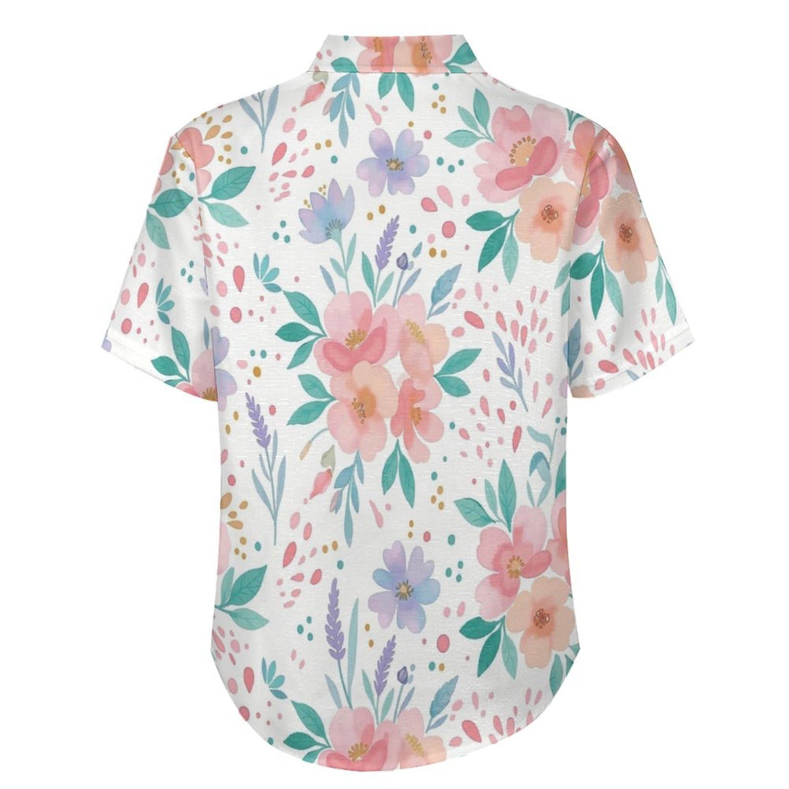 Camicia da Uomo a Maniche Corte con Bottoni, Stile Dipinti A Mano con Stampa Fiori Ad Acquerello, vestibilità Regolare, Camicie da Spiaggia Estiva Hawaiano, Aloha