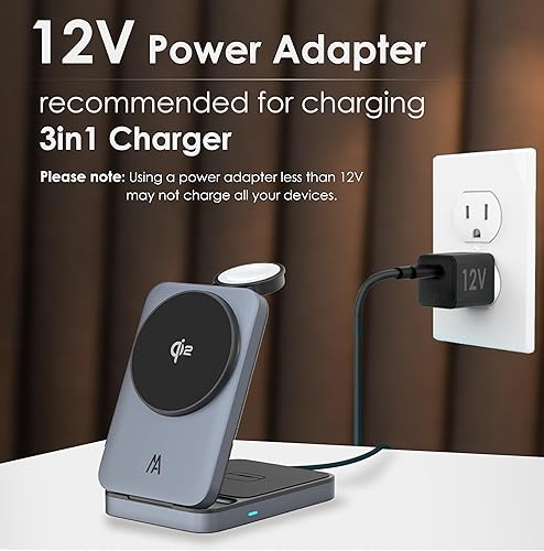 Miniatura 4 de Estación de carga 3 en 1, soporte de cargador inalámbrico Magsafe Qi2, estación de carga inalámbrica plegable compatible con tu Apple iPhone