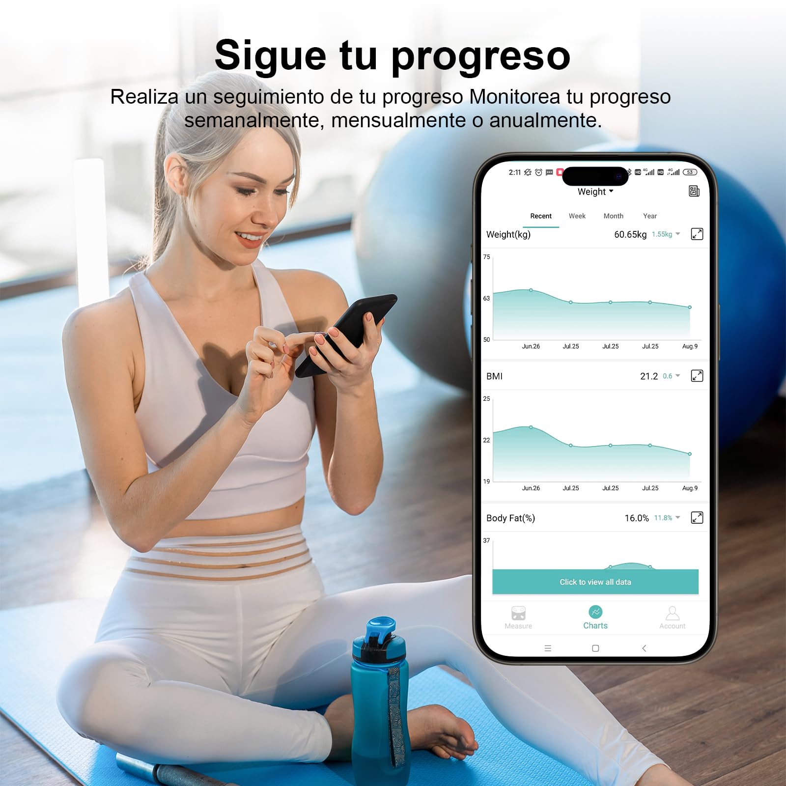 Báscula Grasa Corporal Báscula de Baño Digital, Balanza Bluetooth Inteligente con Análisis (Profundo negro)
