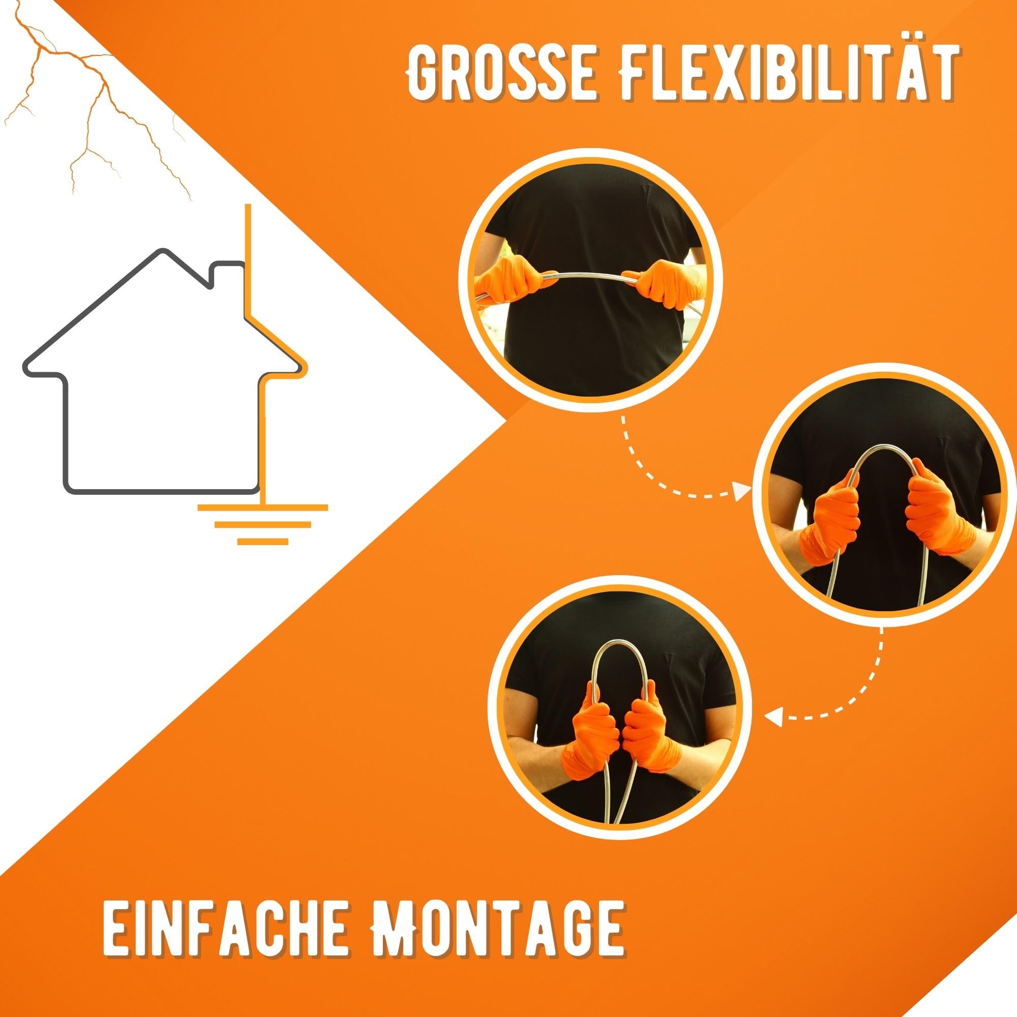 HausHeld® Cavo di Protezione da Fulmini Tondo 4m – Alluminio fi10mm | Filo di Terra AlMgSi | Protezione Antifulmine di Alta Qualità | Filo di Terra Flessibile e Resistente alla Corrosione | Venduto al