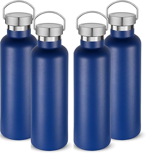 Miniatura 29 de Volhoply Botella de agua aislada de 24 onzas con boca estándar, tapa combinada de plástico y acero inoxidable, botella de agua de 304 18/8 de doble