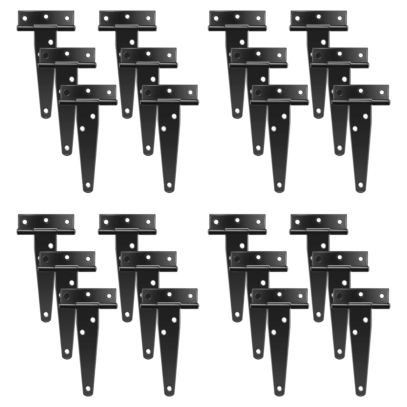Jnchdghwa Black 24 Pcs 4 Inch T-Strap Hinges Rustic Gate Strap Hinge Rustproof Gate Door Hinges For, Fence And Barn