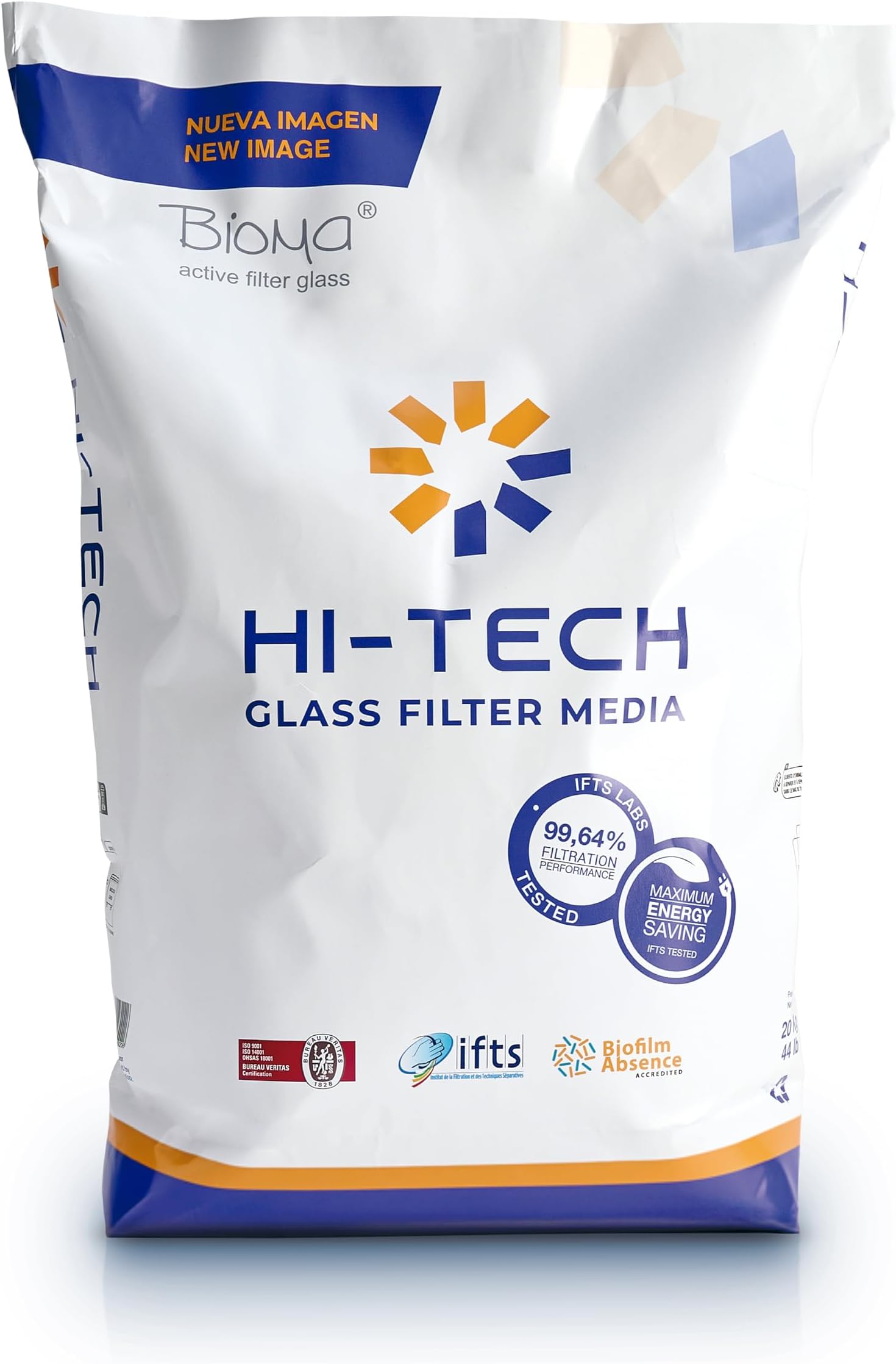 Hi-Tech 20 kg - White Filtering Glass Sand with Maximum Filtration Power and Water and Energy Saving