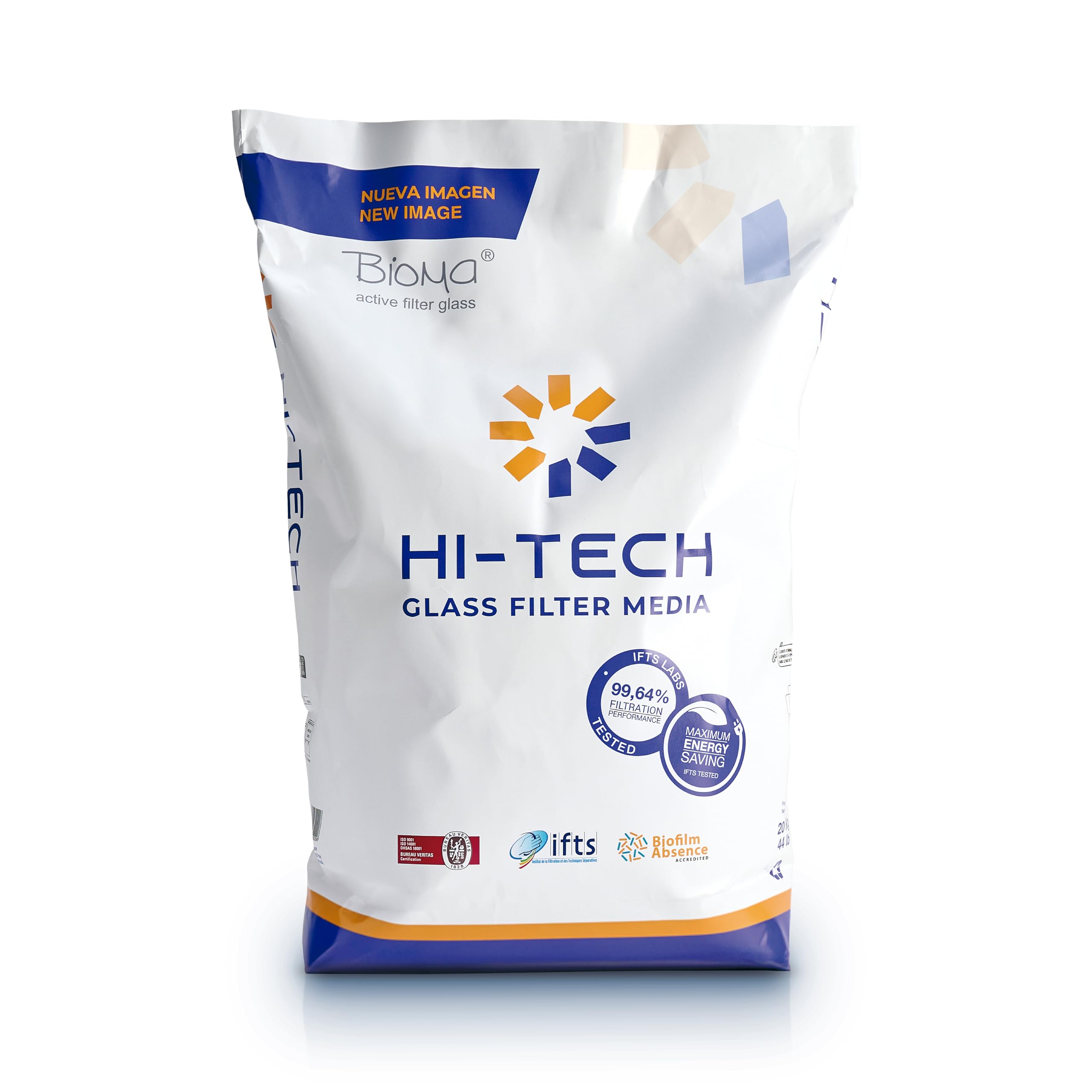 Hi-Tech 20 kg - White Filtering Glass Sand with Maximum Filtration Power and Water and Energy Saving