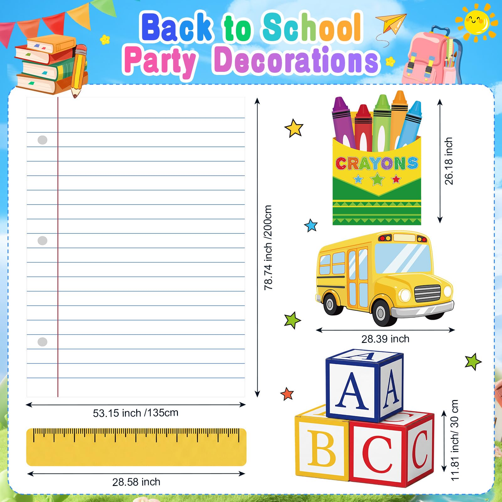 Kit de arco de guirnalda de globos para el regreso a la escuela, 168 piezas, con telón de fondo, globos arcoíris, globos de aluminio, cajas de autobús ABC, decoración de crayones inflables para