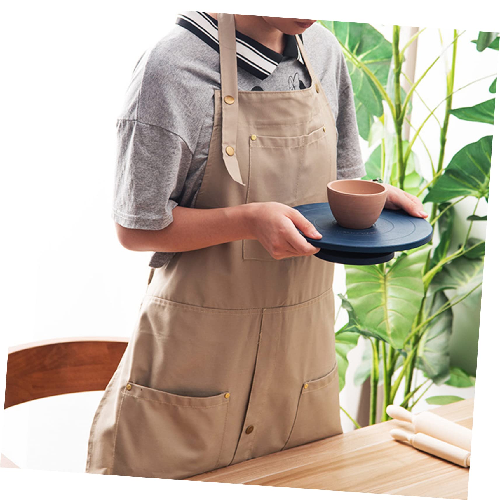 VALICLUD Tablier de Peinture en Toile pour Poterie avec Poches, Couverture et Portable, Cuisine Jardinage