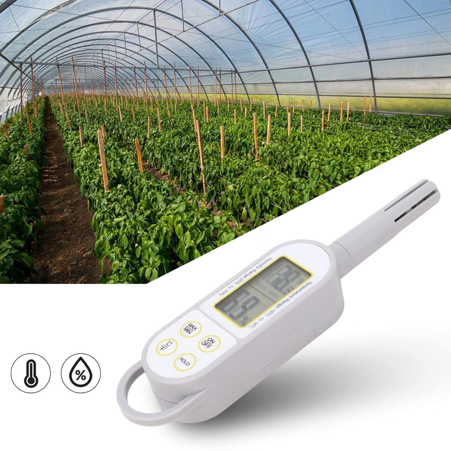 R-TEK Digital Hygrometer 2 in 1 Digital Temperature Humidity Meter Handheld Temperature Humidity Meter Min/Max Value, Data Hold C/F Digital Psychrometer for Industry, Agriculture etc - Image 7 thumbnail