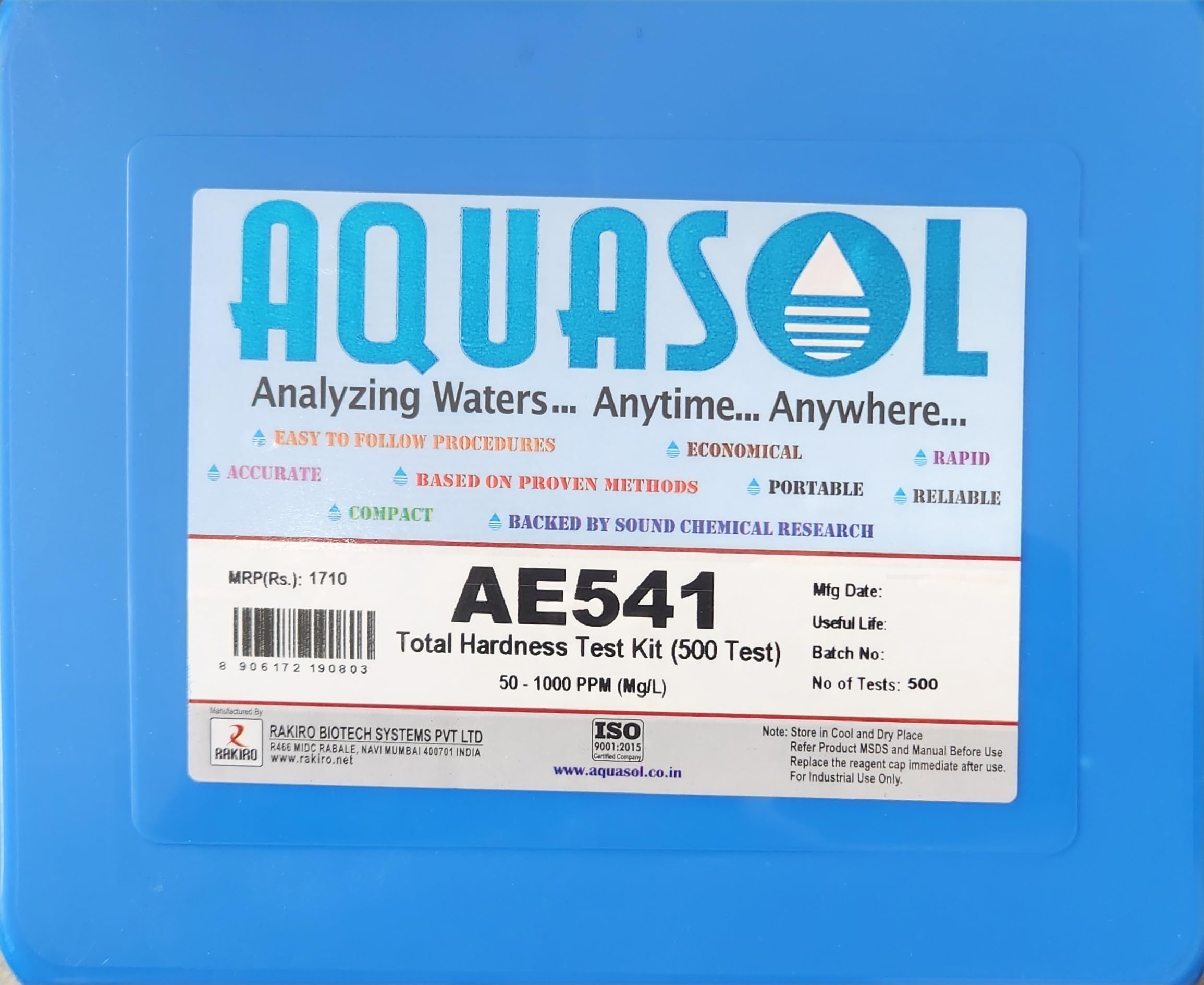 Aquasol AE541 Total Hardness Test Kit 500 Tests (50-1000 Mg/L) (AE541)-image-36