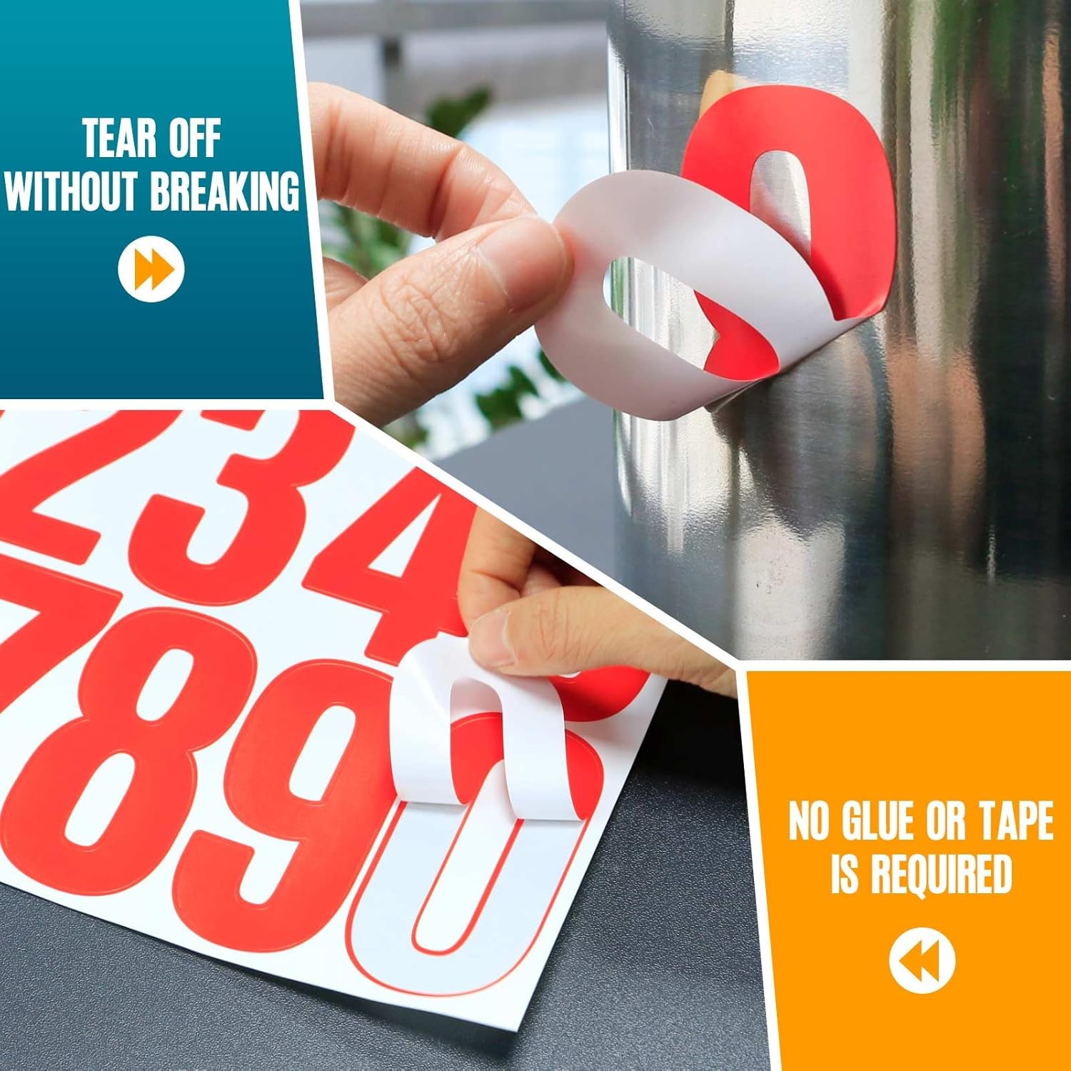 Seloom 6 Sheets 3 Inch Vinyl Mailbox Numbers Stickers Self Adhesive,Waterproof Address House Number Decals Stickers for Outside Mailbox,Signs,Window,Door,Cars,Trucks,Home,Business(Red)