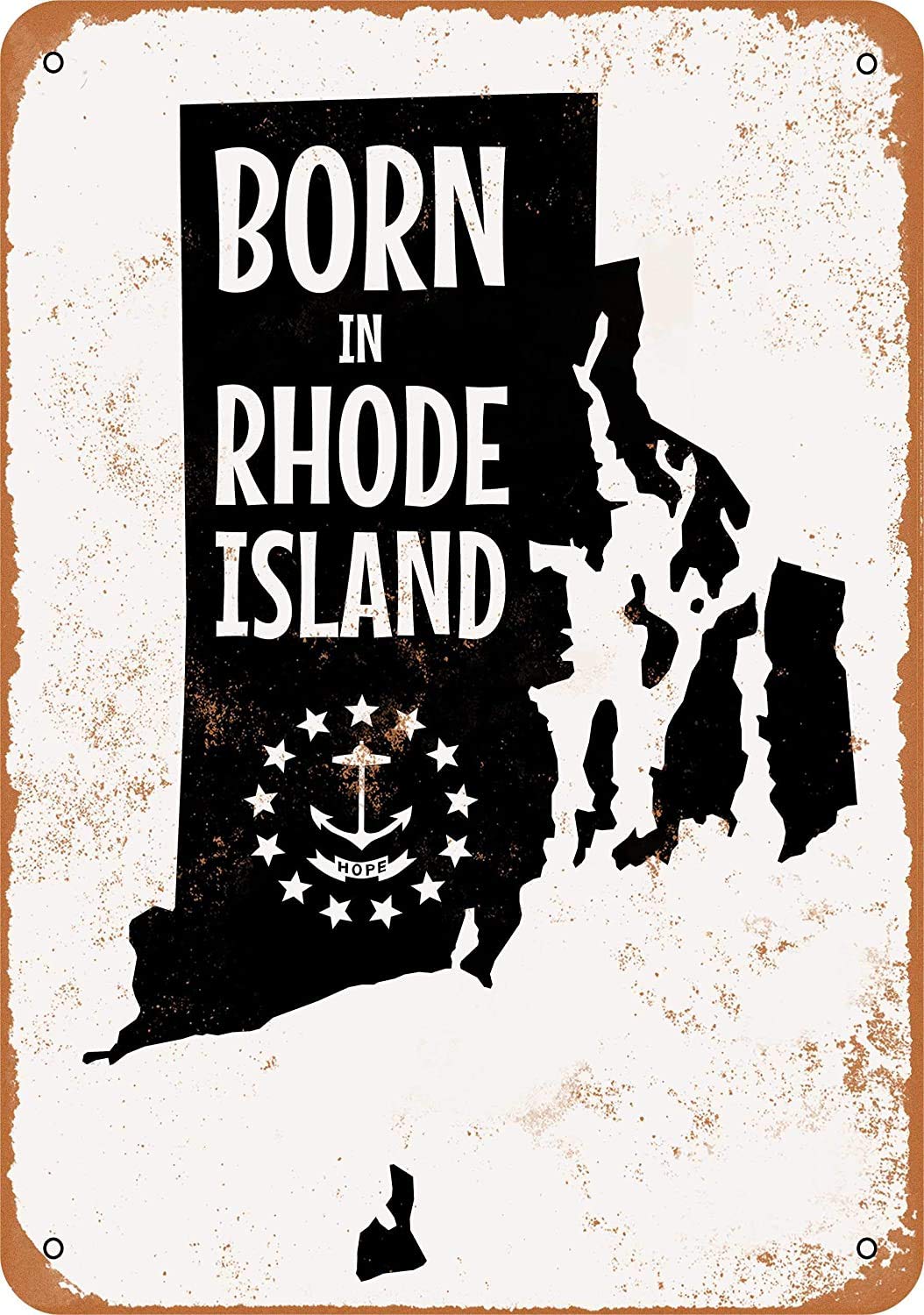 Rhode Island State Vintage Look Novelty Metal Sign for Home 8 x 12 Tin Sign Man Women Cave Decor