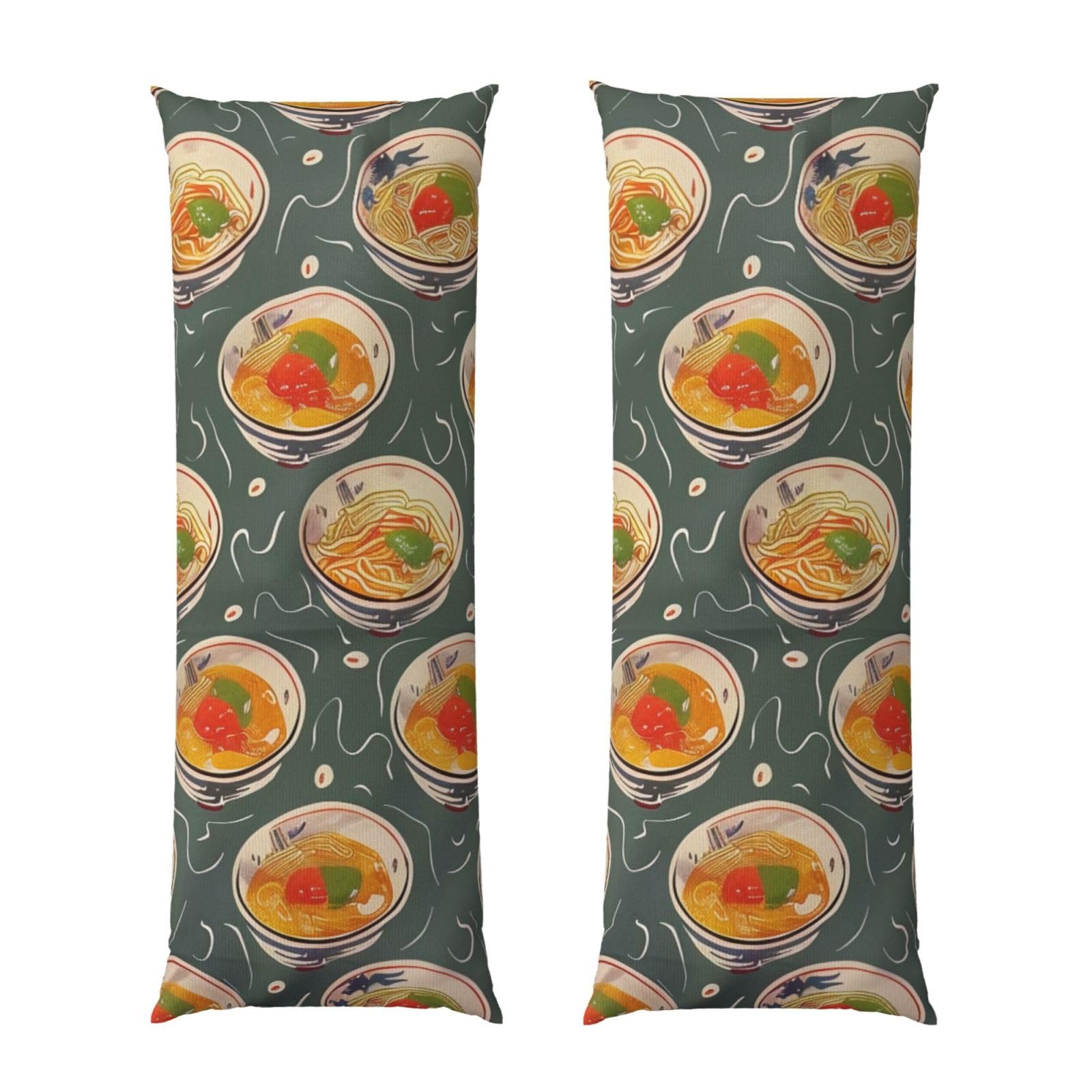 Body Pillow Cover 20x54 Inch, Egg Cup Noodle Ramen Print Long Lumbar Pillow Case with Zipper Long Body Pillowcase Decorative for Bed Sofa Bedroom