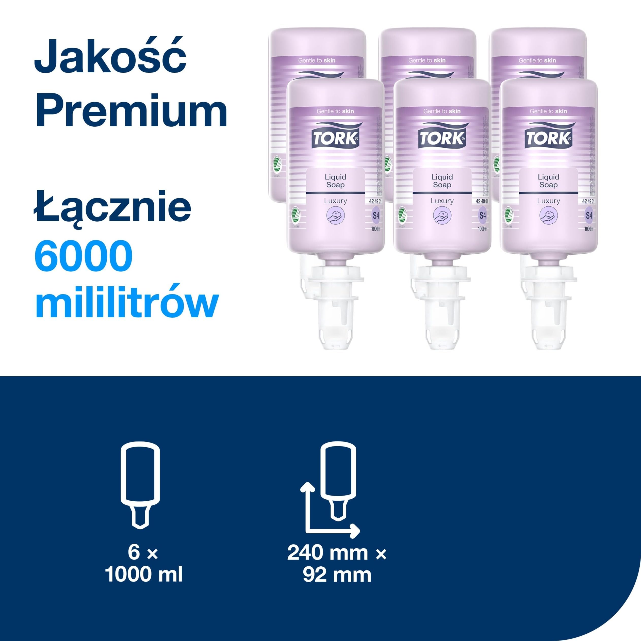 Tork Luksusowe Mydło w Płynie S4, o Zapachu Jaśminu, Róży i Lilii, 6 x 1000 ml, 424901