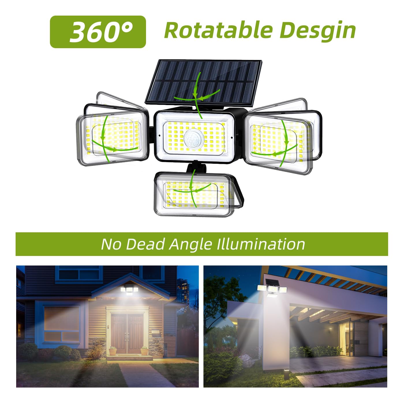YACAISI Solar Lights Outdoor, LED 2800LM Solar Motion Sensor Outdside Lighting with Remote Control - Image 2