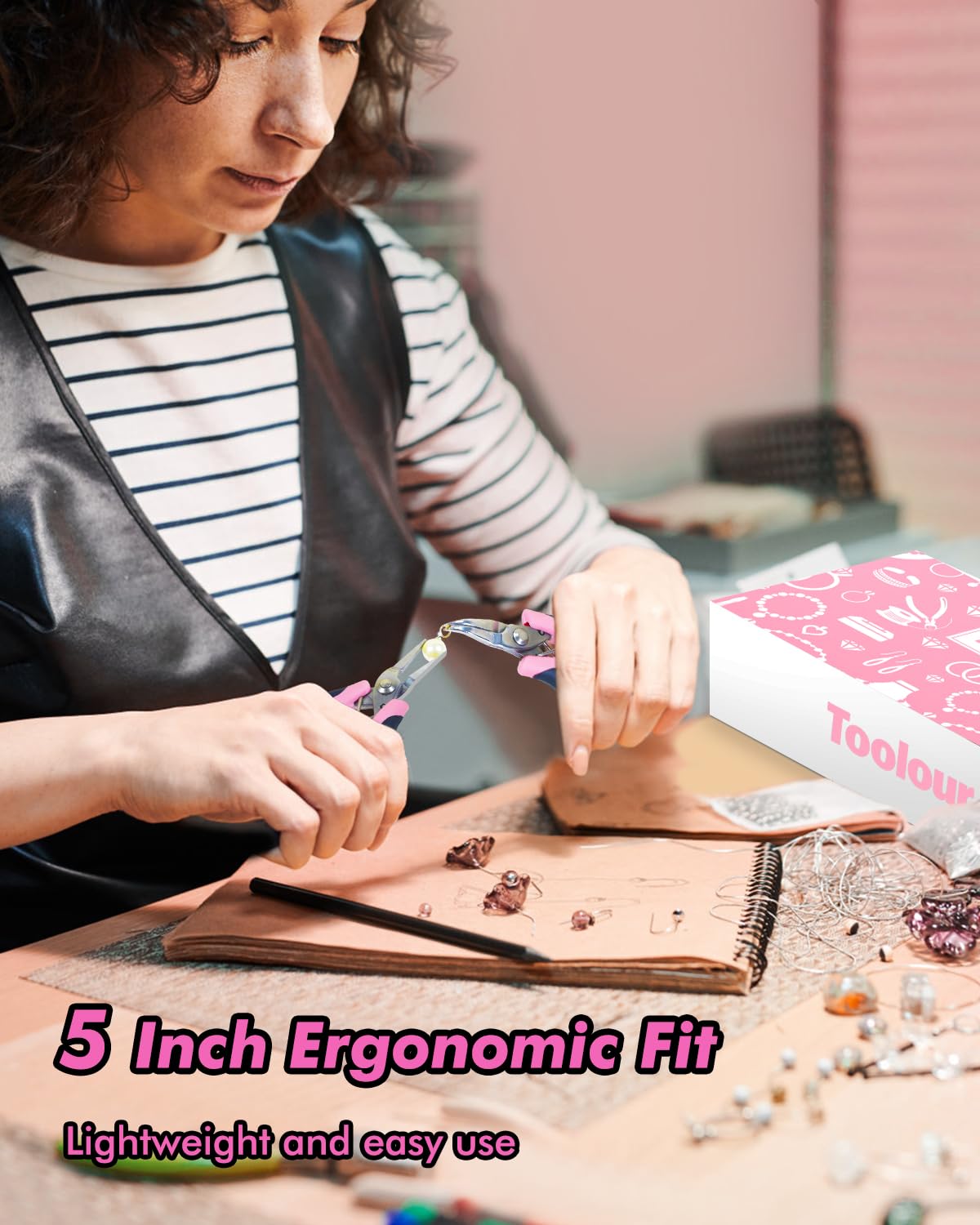 Schmuckzange, 10 Schmuck Zangen Set,Rosa Zange Schmuckherstellung,Mini Zangen Schmuck Werkzeug Bastelzange für Anfänger