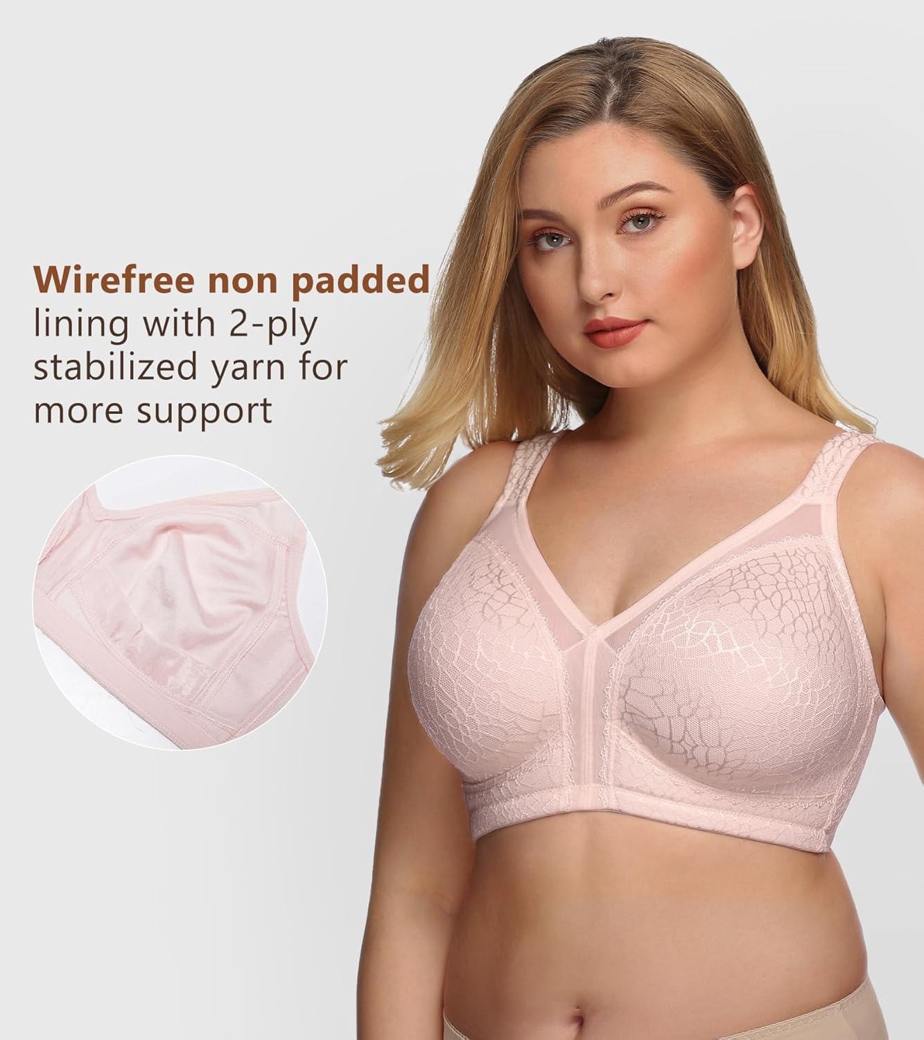 DotVol Women's Full Figure Minimizer Bras Comfort Large Busts Wirefree Non Padded Plus Size Bra - Image 5