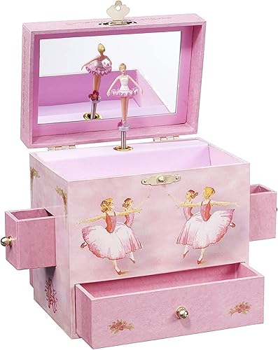 Caja de música con diseño de bailarinas de ballet Ballet Friends Bailarina Rosado